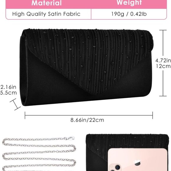 Evening Clutch Purses for Women Handbags for Formal Wedding Party Cocktail Prom - Picture 3 of 7